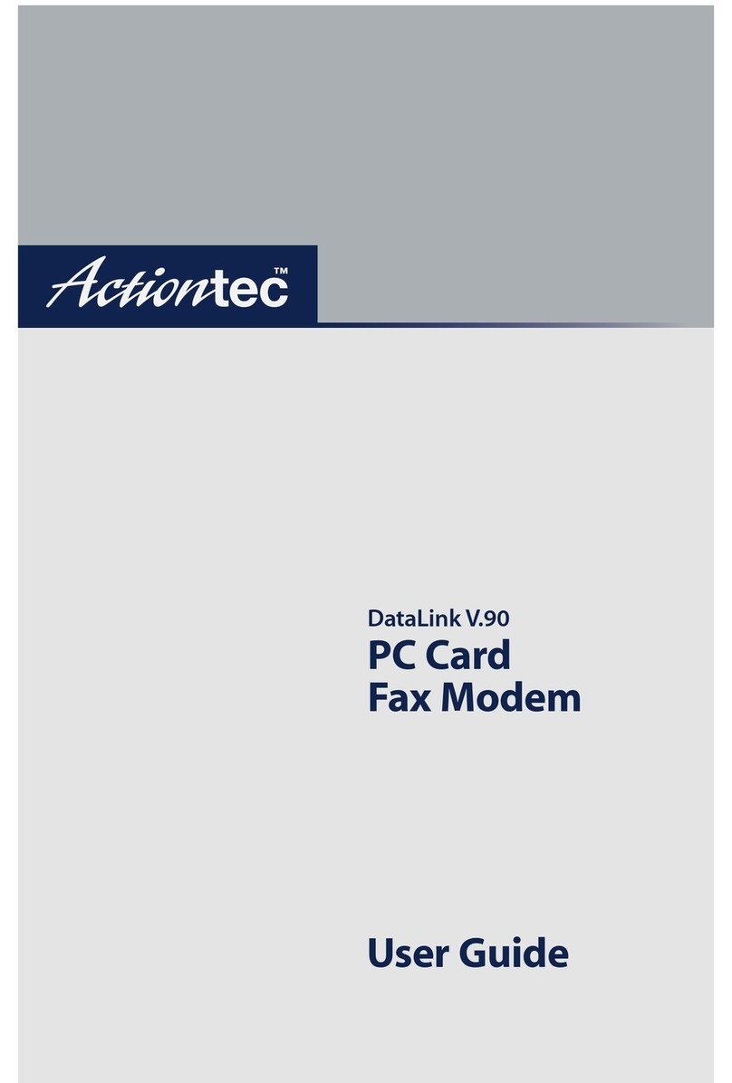 ActionTec DataLink V.90 PC Card Fax Modem PCMCIA User manual ActionTec DataLink V.90 PC Card Fax Modem PCMCIA User manual