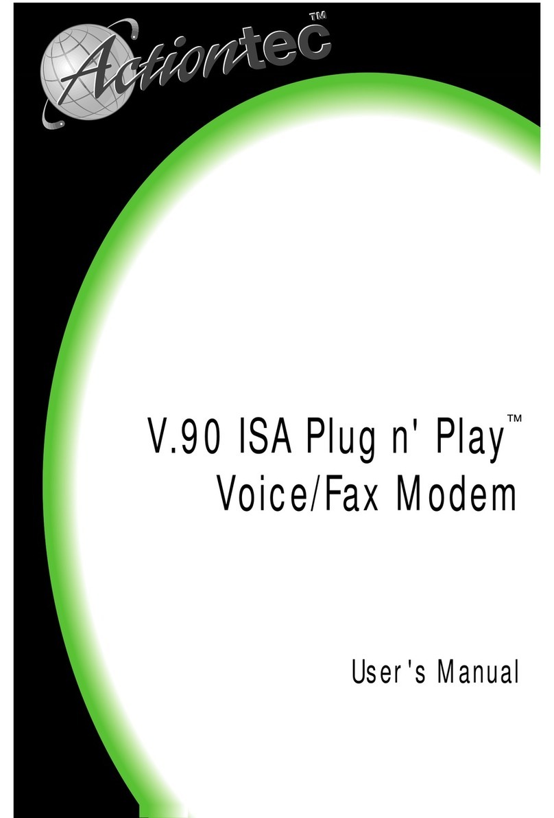 ActionTec Plug n' Play Voice/Fax Modem V.90 ISA User manual