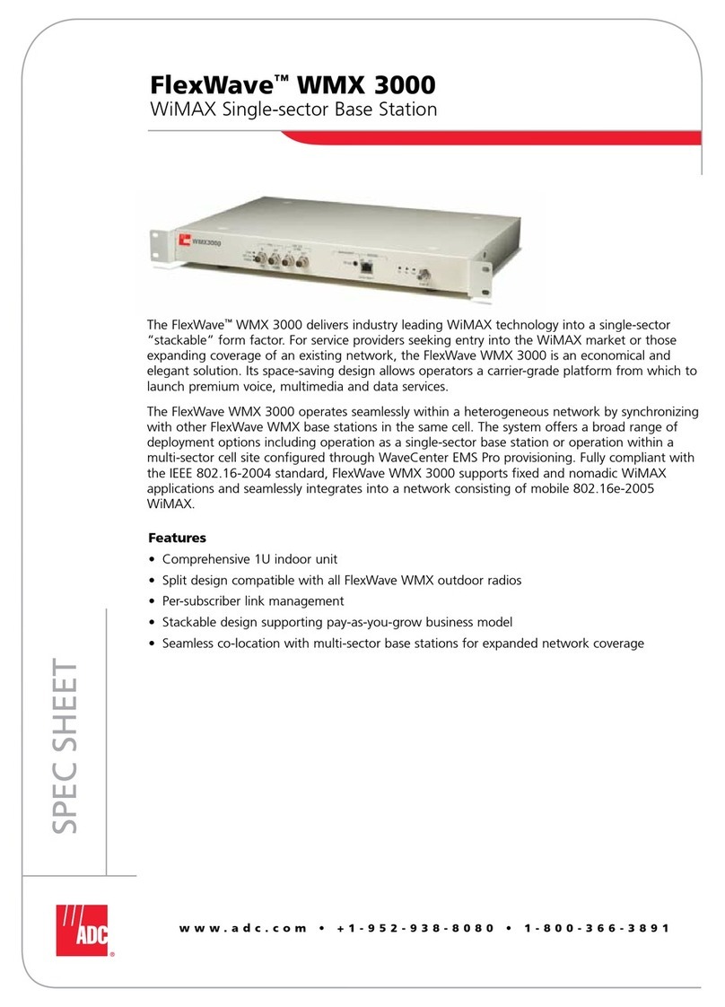 ADC WiMAX Single-sector Base Station WMX 3000 Specification sheet