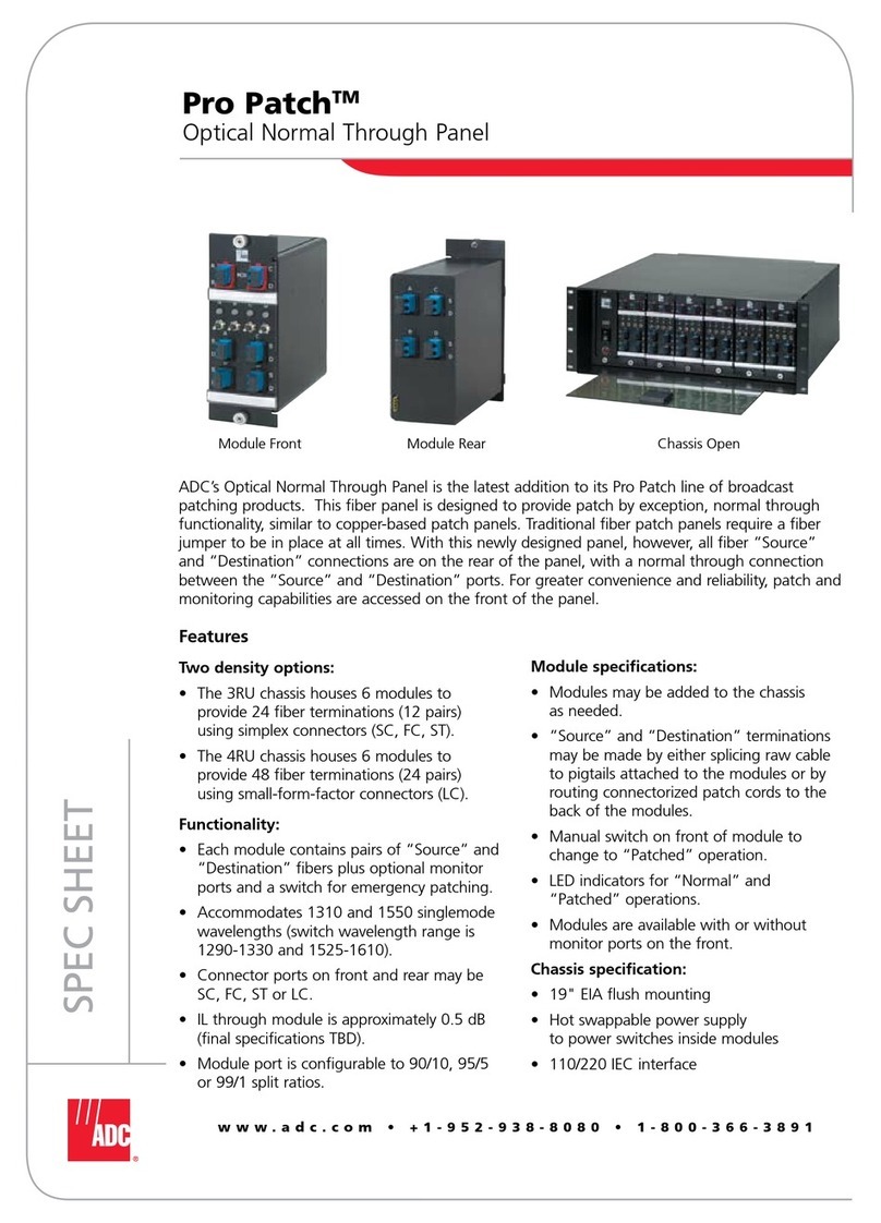 ADC Optical Normal Through Panel Pro Patch Specification sheet