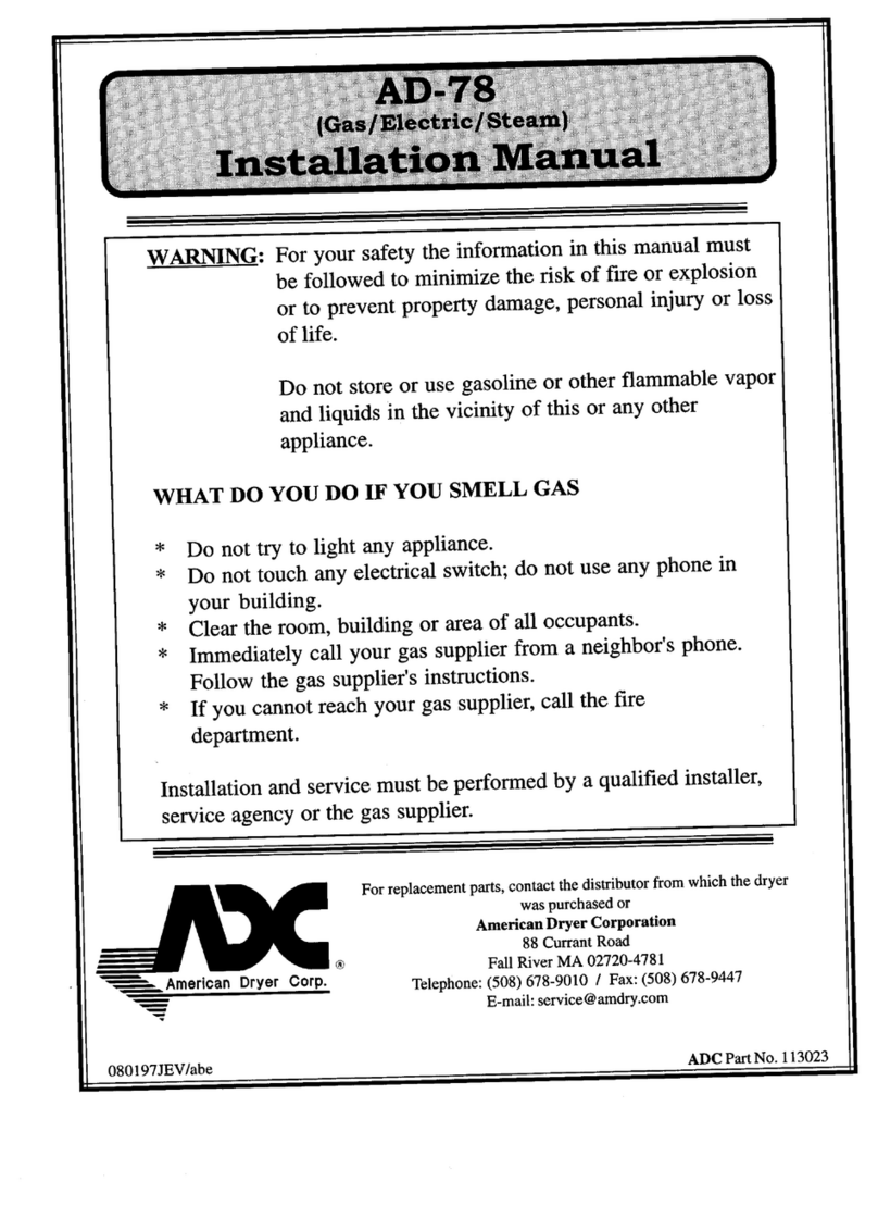 American Dryer Corp. AD-78 installation manual