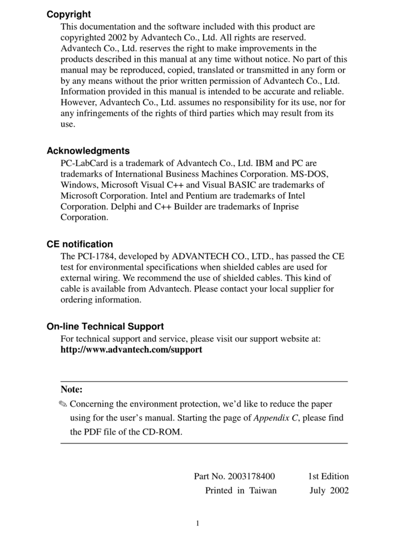 Advantech PC-LabCard PCI-1784 User manual Advantech PC-LabCard PCI-1784 User manual