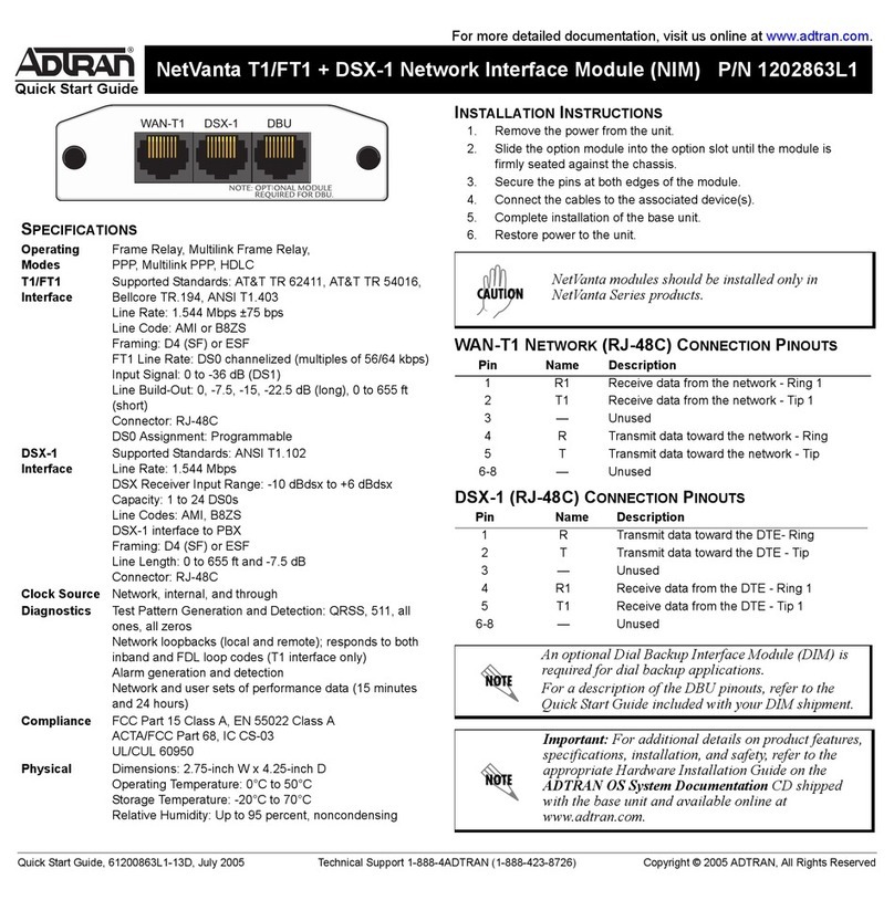 ADTRAN NetVanta T1/FT1 + DSX-1 quick start guide