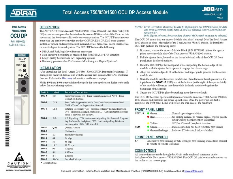 ADTRAN Total Access 850 User manual ADTRAN Total Access 850 User manual