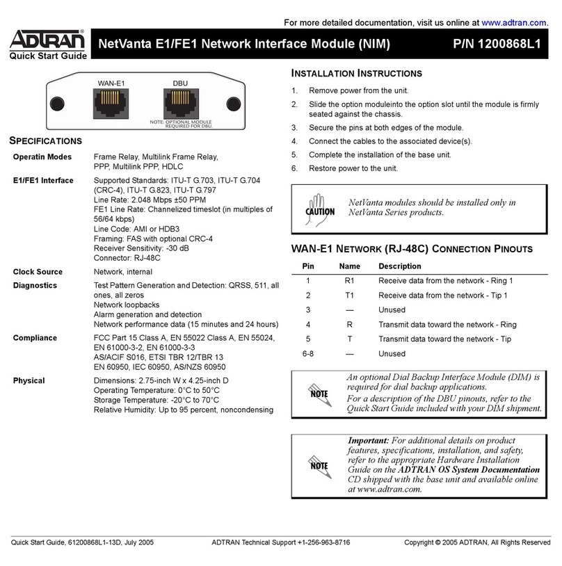 ADTRAN E1 quick start guide