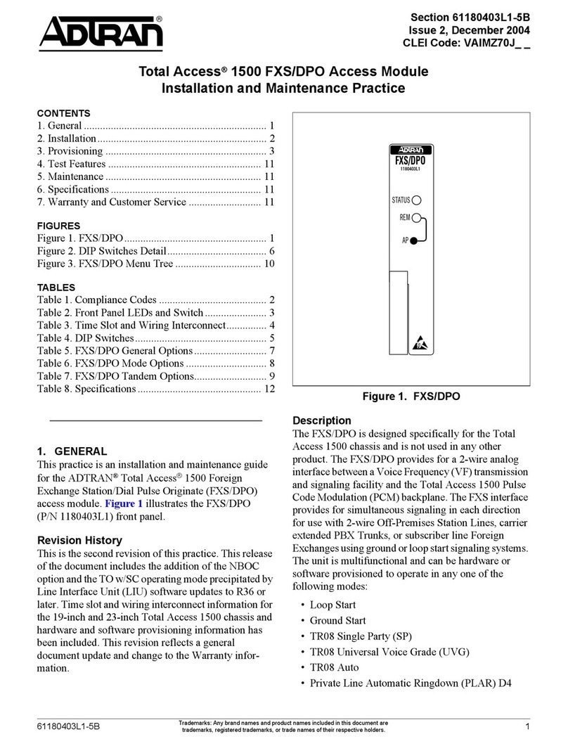ADTRAN FXS/DPO/PLAR 1109403L2 Installation and maintenance practice
