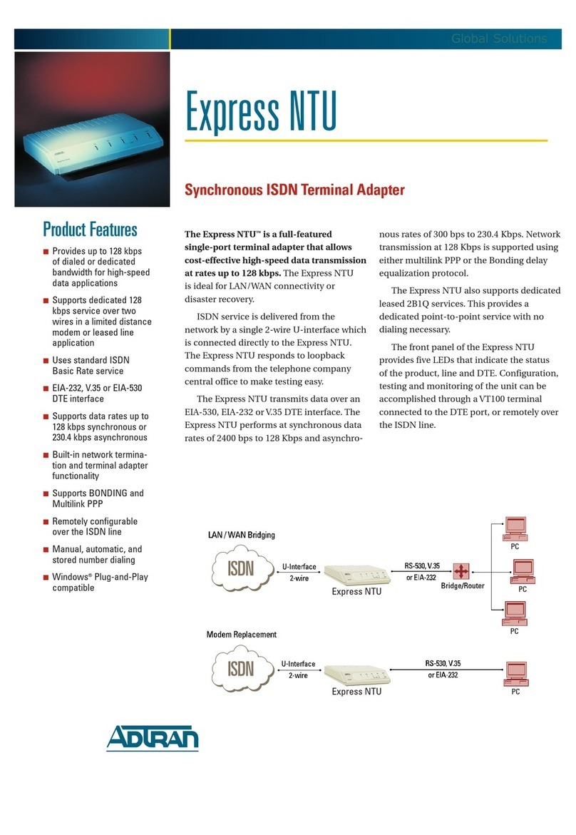 ADTRAN Express NTU ISDN Terminal Adapter Specification sheet