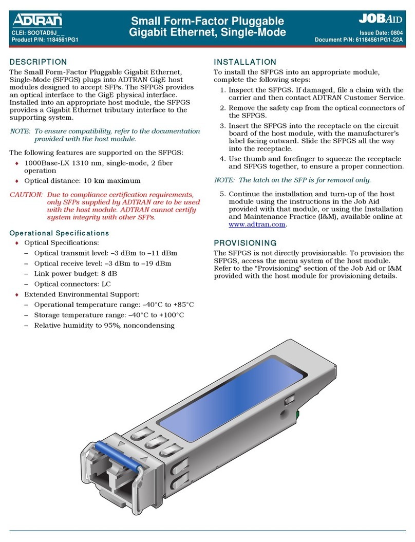 ADTRAN Small Form-Factor Pluggable Gigabit Ethernet User manual