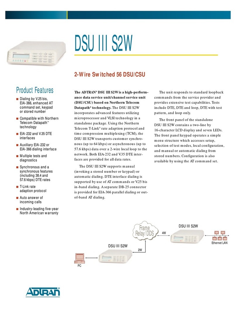 ADTRAN DSU III S2W Specification sheet