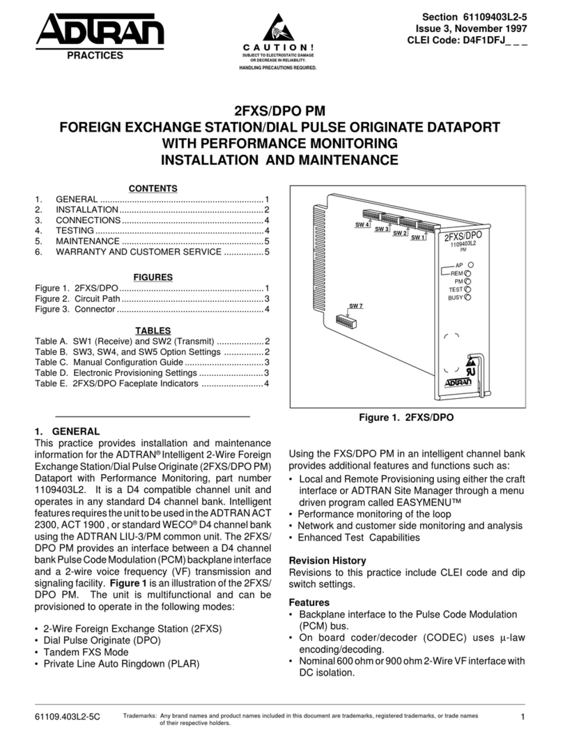 ADTRAN 2FXS/DPO PM Product manual