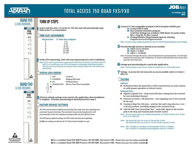 ADTRAN /FXS/FXO 850 Quad User manual