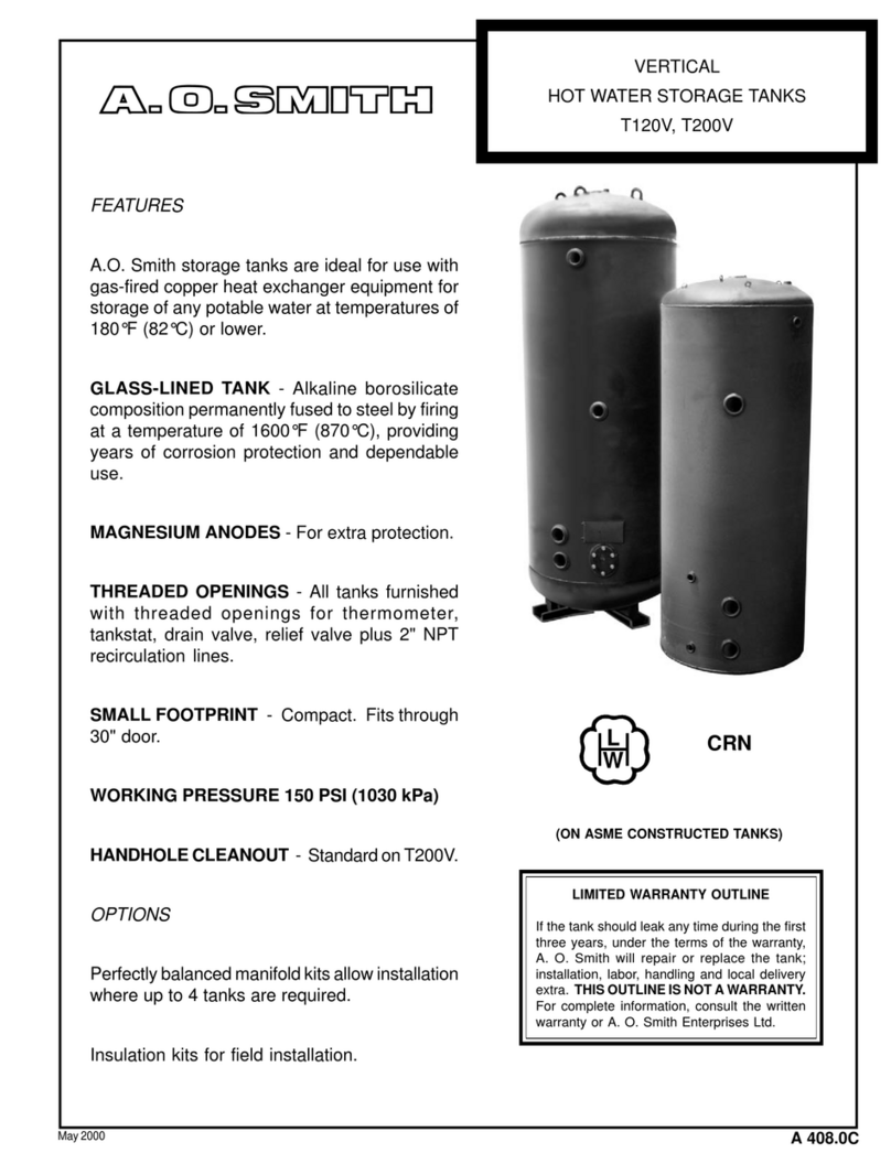 A.O. Smith Hot Water Storage Tanks T120V User manual