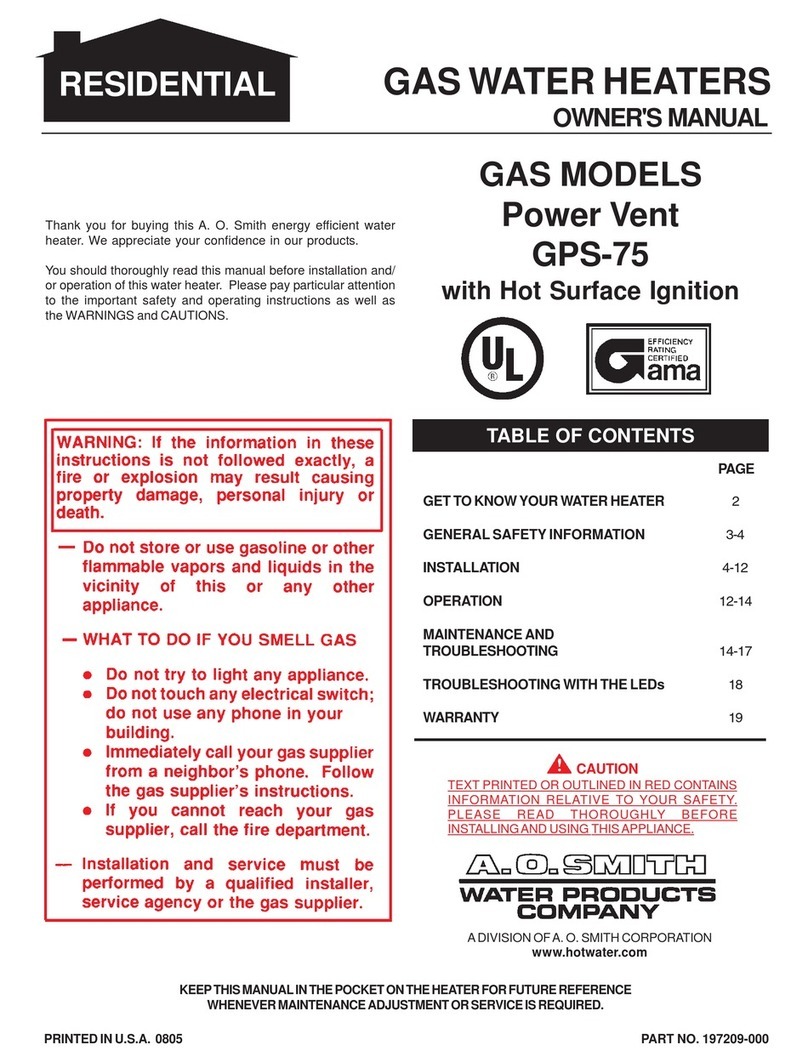 A.O. Smith GPS-75 User manual