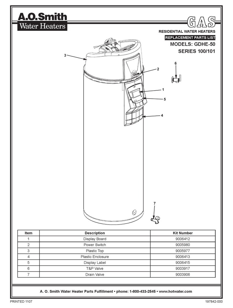 A.O. Smith GDHE-50 Replacement parts list A.O. Smith GDHE-50 Replacement parts list