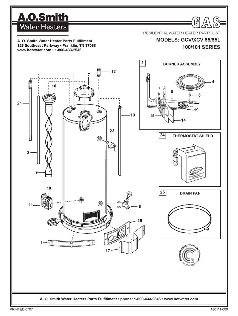 A.O. Smith GCV/XCV 65/65L parts list