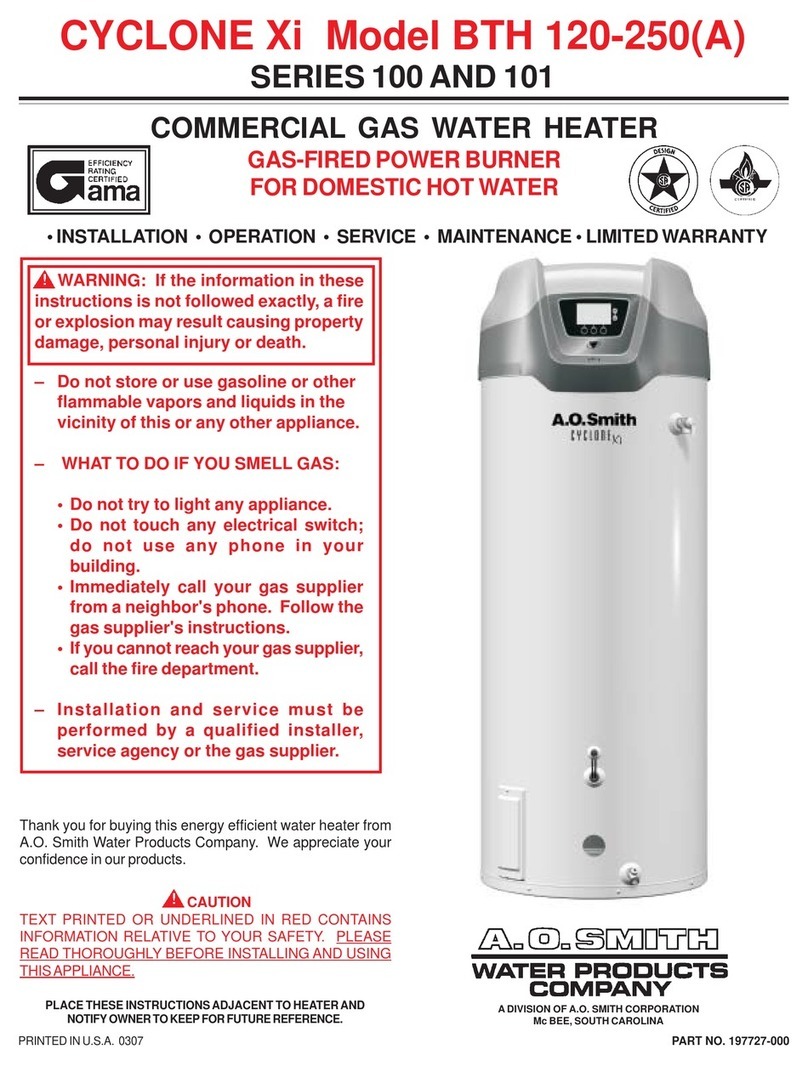 A.O. Smith 100 Series Installation & operating instructions
