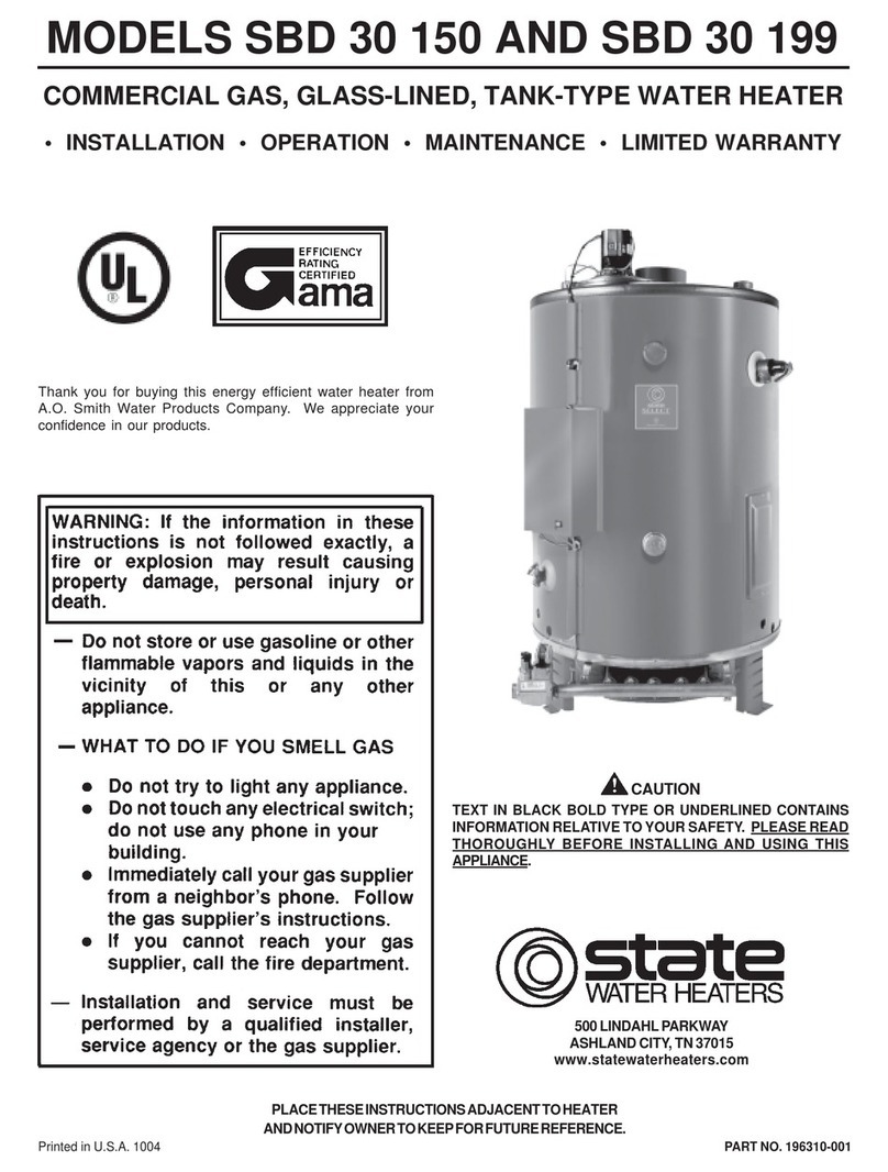 A.O. Smith SBD 30 150 Installation and operation manual