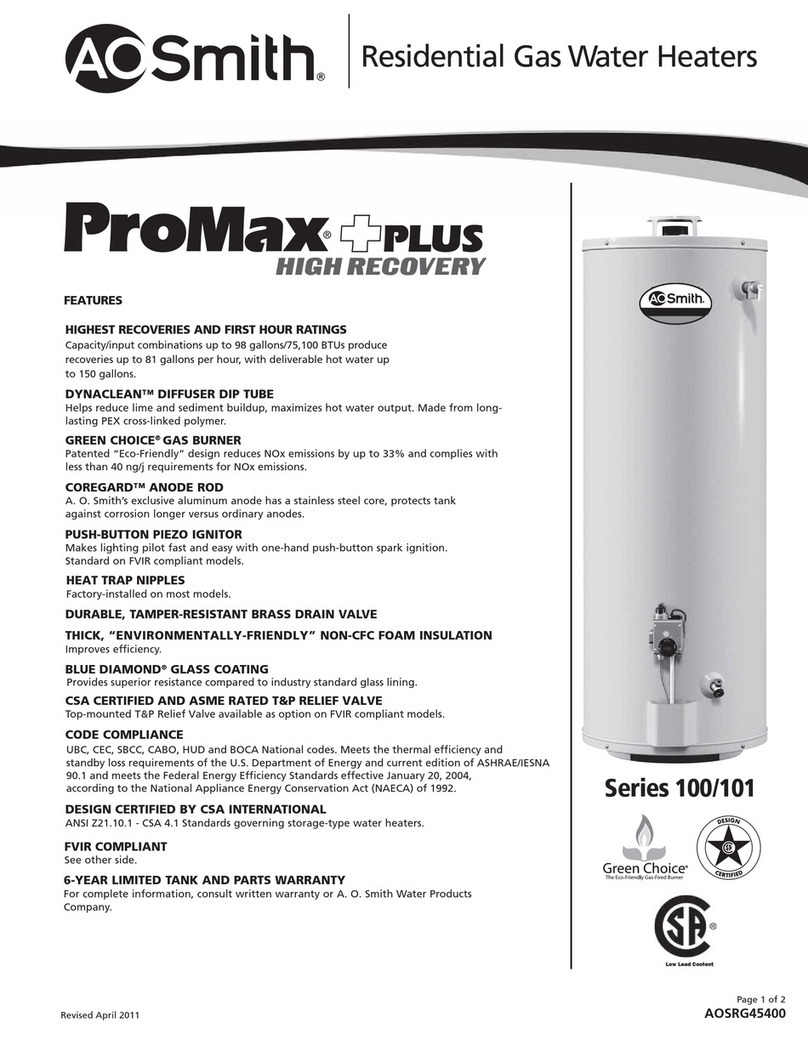 A.O. Smith Series 100/101 Specification sheet