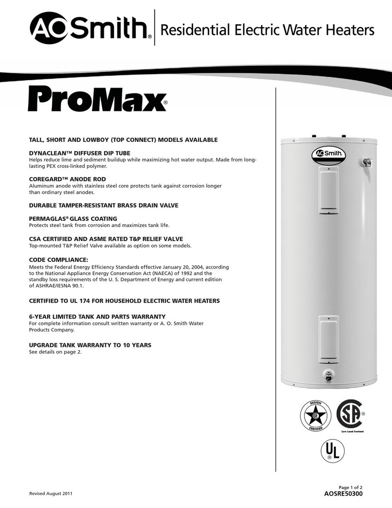 A.O. Smith Promax Tall ECT-30 User manual