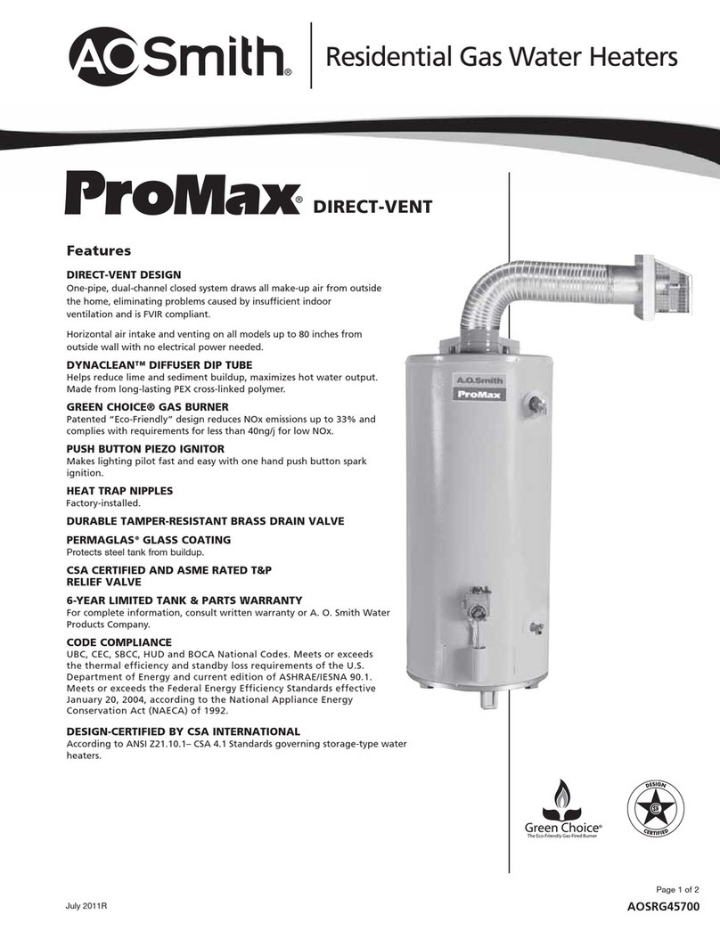 A.O. Smith ProMax Direct-Vent GDV-40 User manual