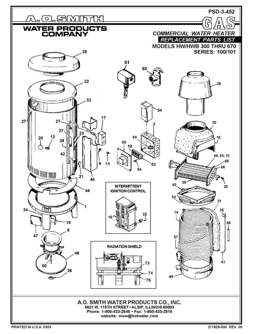 A.O. Smith Burkay HW-300 Replacement parts list