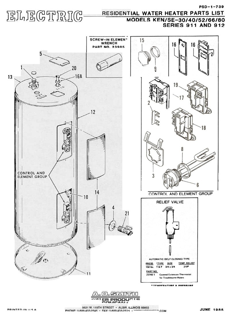 A.O. Smith KEN/SE-30 parts list A.O. Smith KEN/SE-30 parts list
