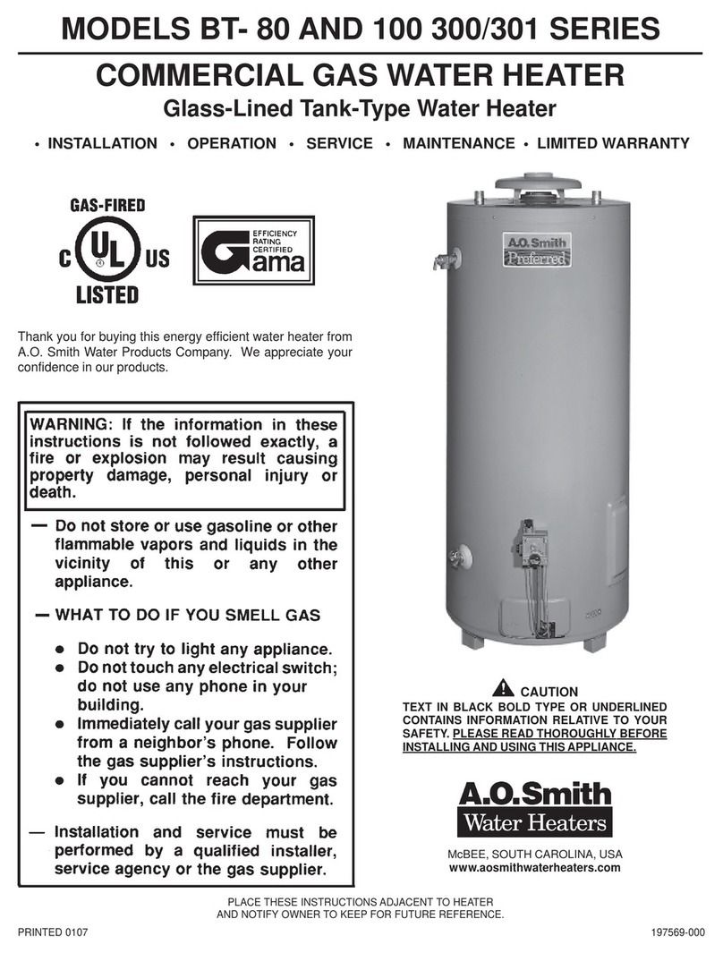A.O. Smith BT- 80 Installation & operating instructions A.O. Smith BT- 80 Installation & operating instructions
