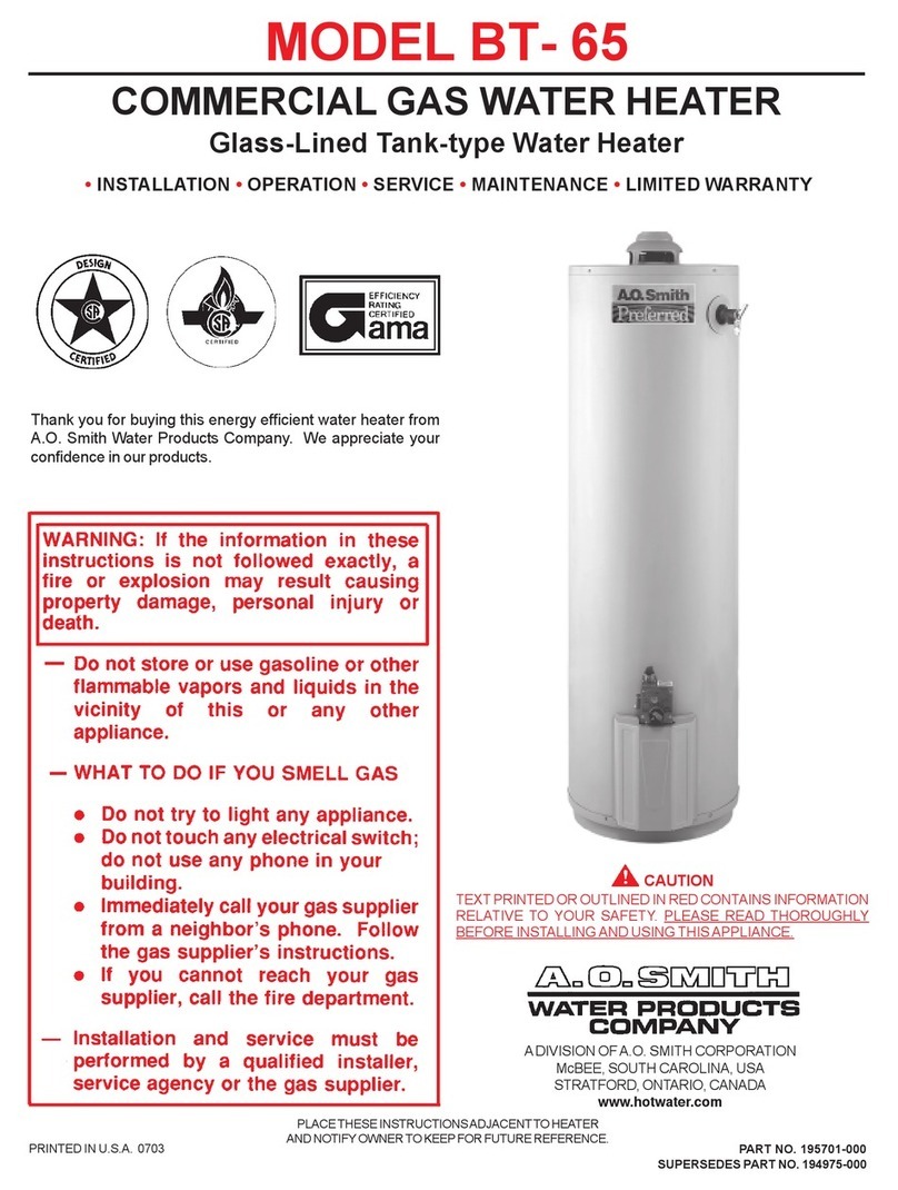 A.O. Smith BT- 65 Installation and maintenance instructions