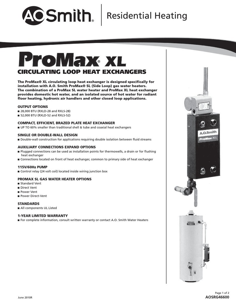 A.O. Smith PROMAX SL RXLD-52 Specification sheet