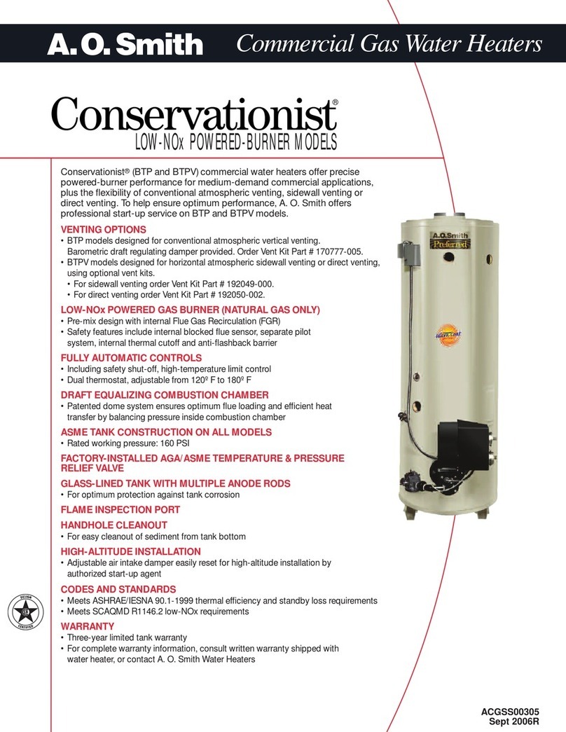 A.O. Smith Conservationist BTPV 650A User manual