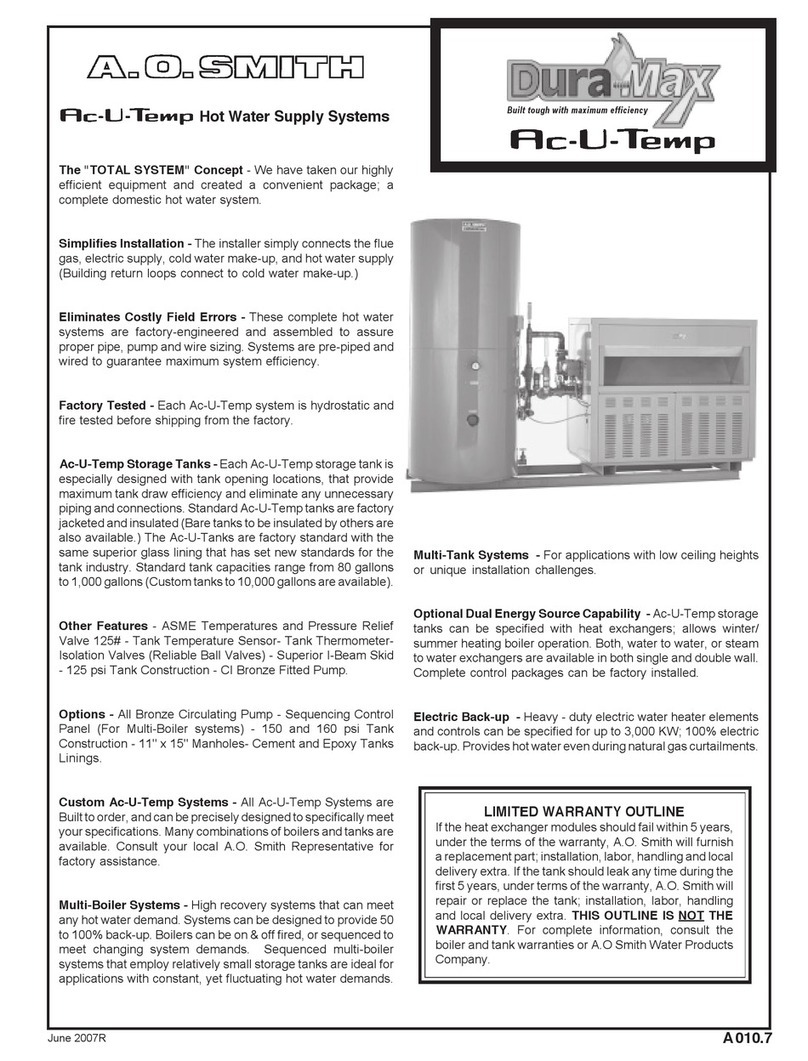 A.O. Smith Dura-Max AJH - 1000A - P instruction manual