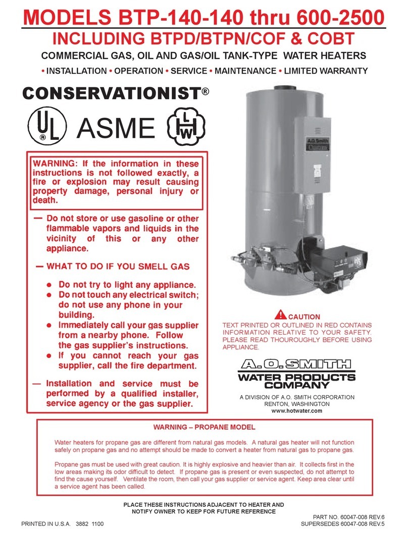 A.O. Smith BTP-140-140 User manual