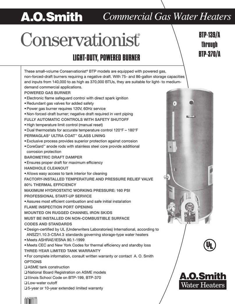 A.O. Smith Conservationist BTP-139/A User manual A.O. Smith Conservationist BTP-139/A User manual