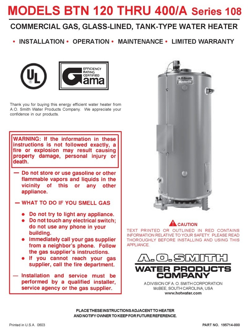 A.O. Smith BTN 120 THRU 400/A Series User manual