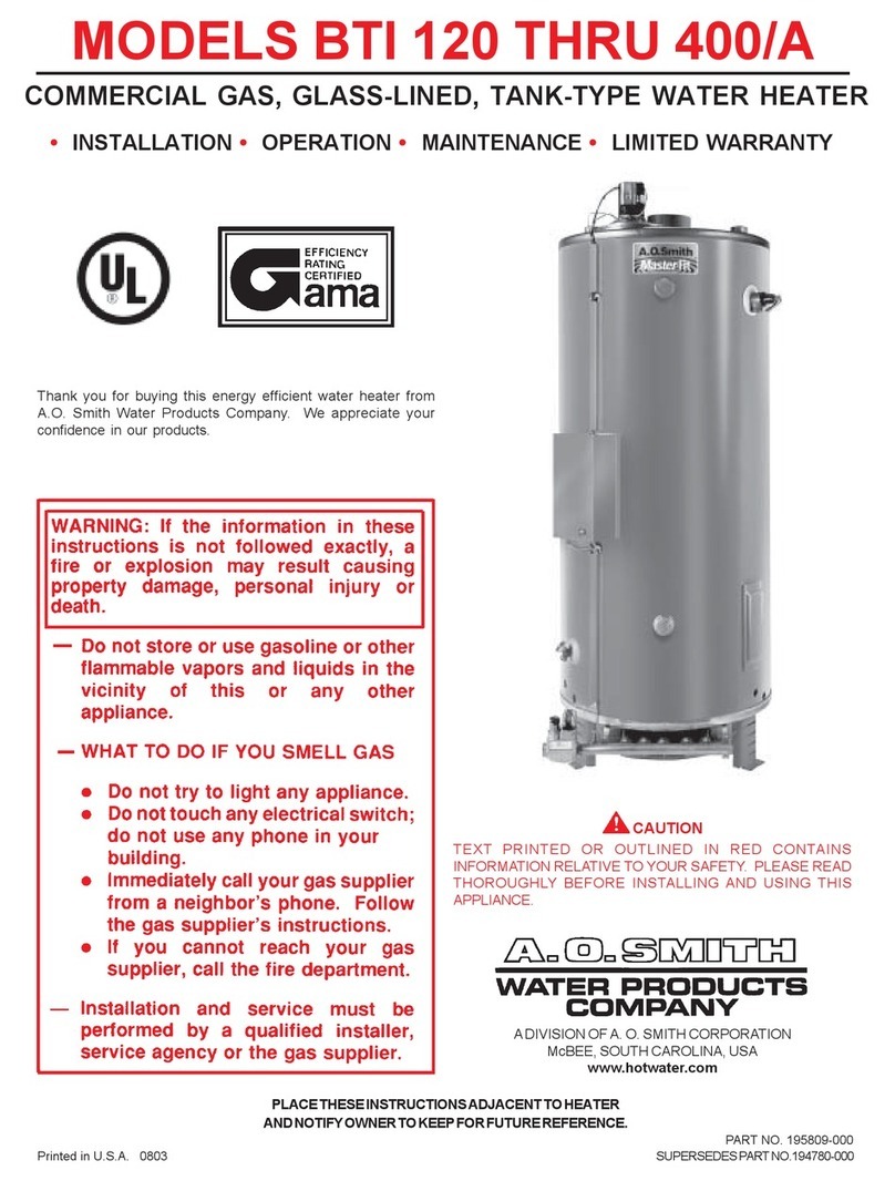 A.O. Smith BTI 120 User manual