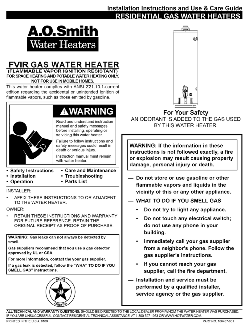 A.O. Smith Water Heater user manual