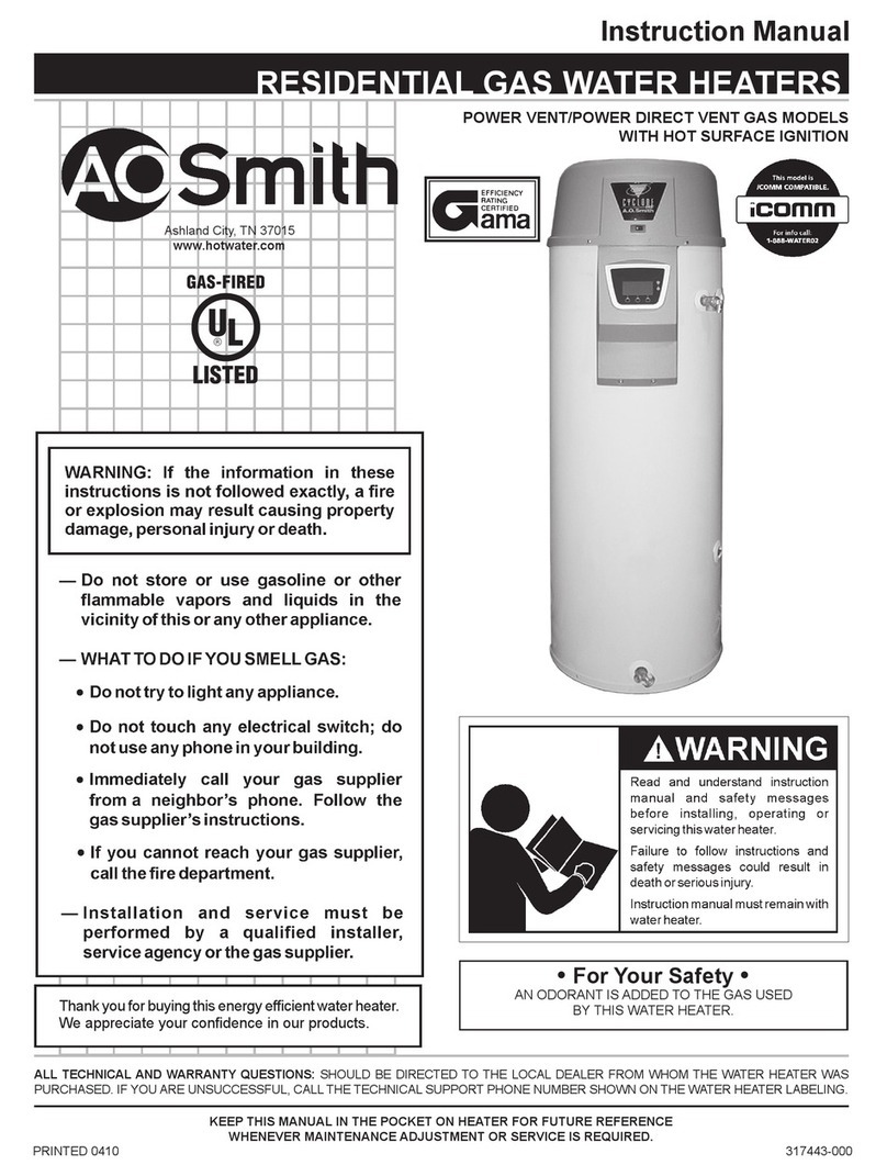 A.O. Smith Vertex 100 Power Vent DV Series 120 User manual