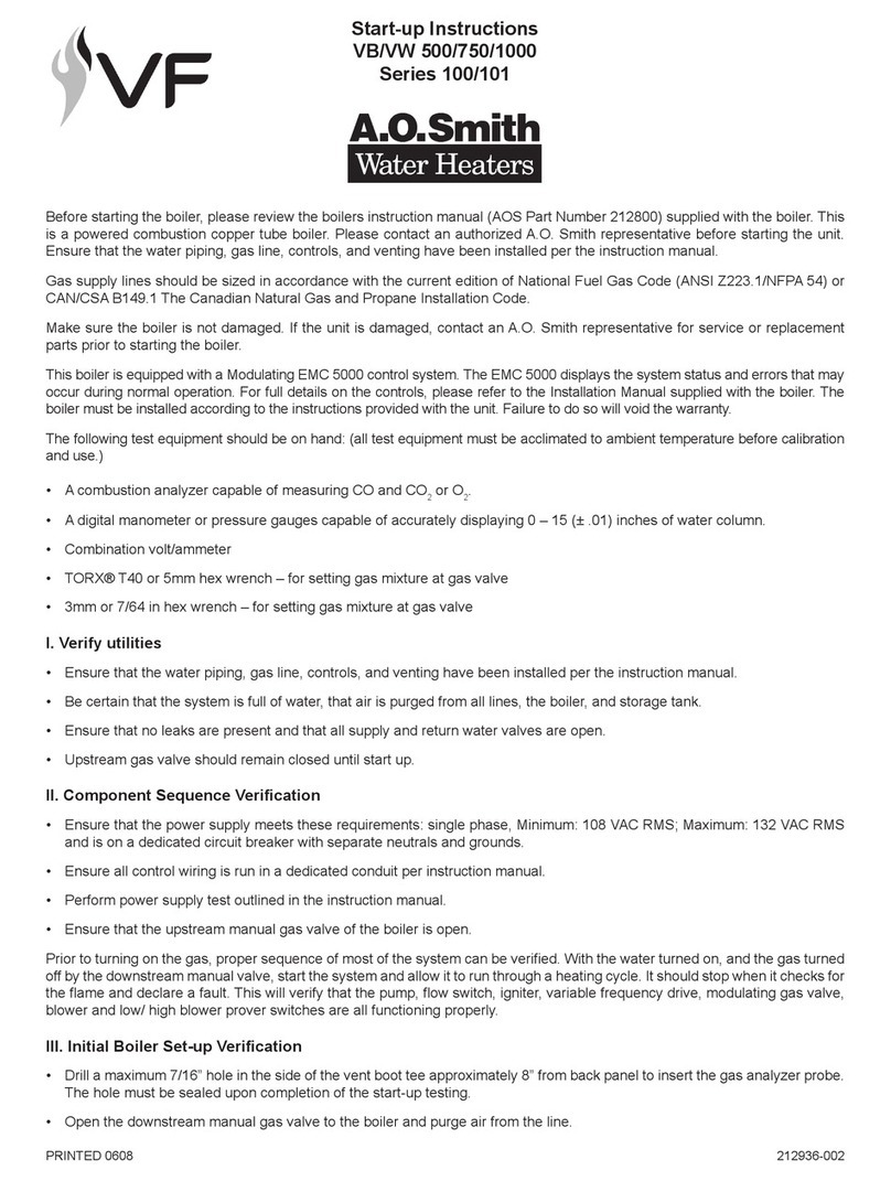 A.O. Smith 100 Series Start-up instructions