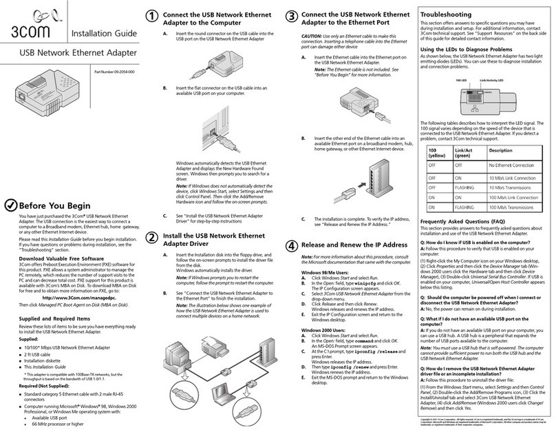 3Com Network Ethernet Adapter installation guide