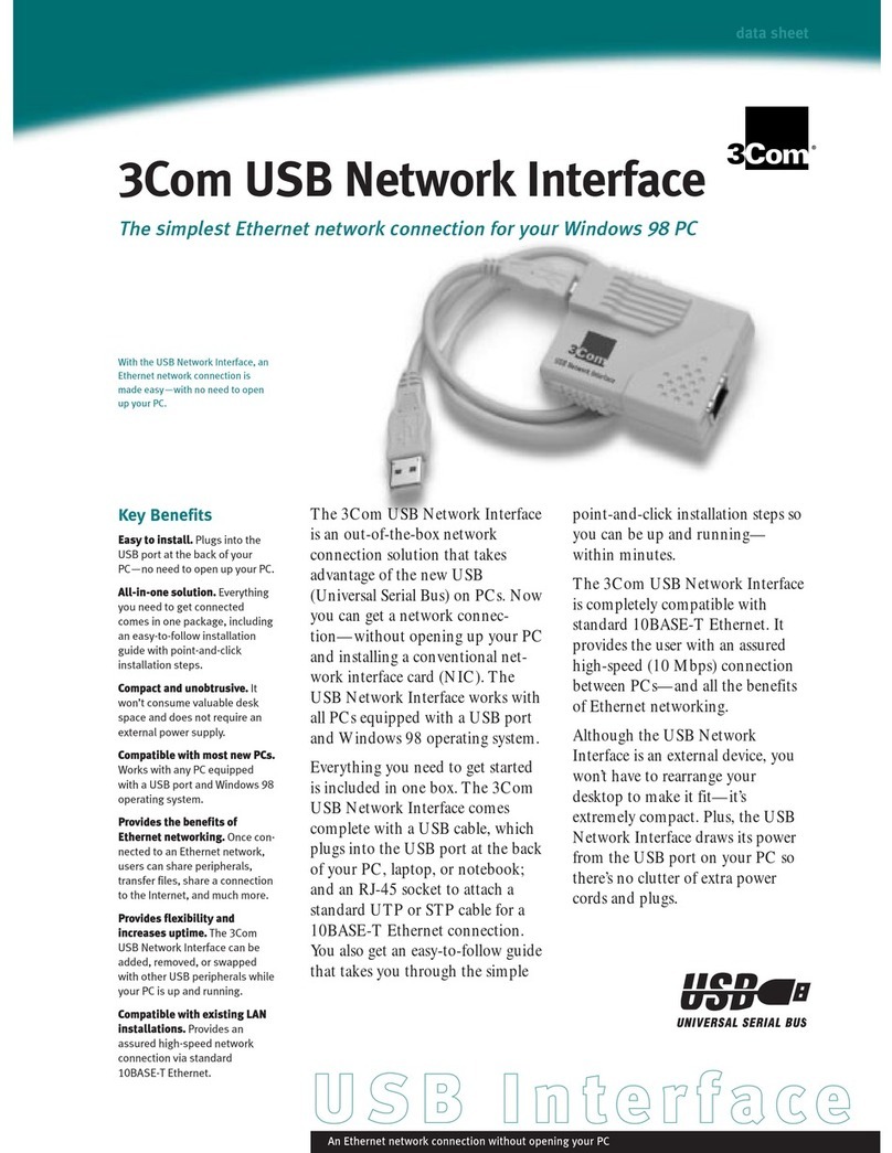 3Com USB Network Interface datasheet