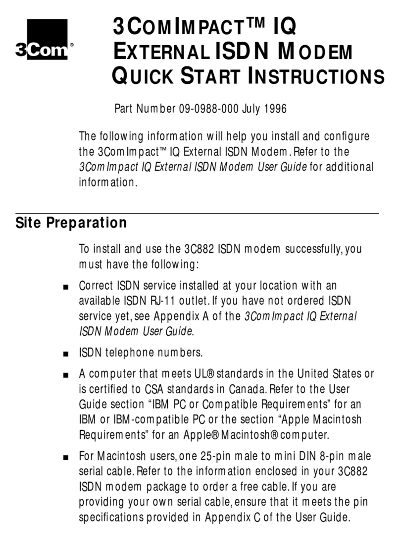 3Com Impact External ISDN Modem Quick start instructions