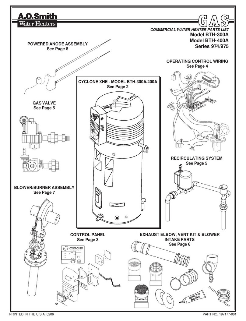A.O. Smith CYCLONE XHE BTH 300A parts list