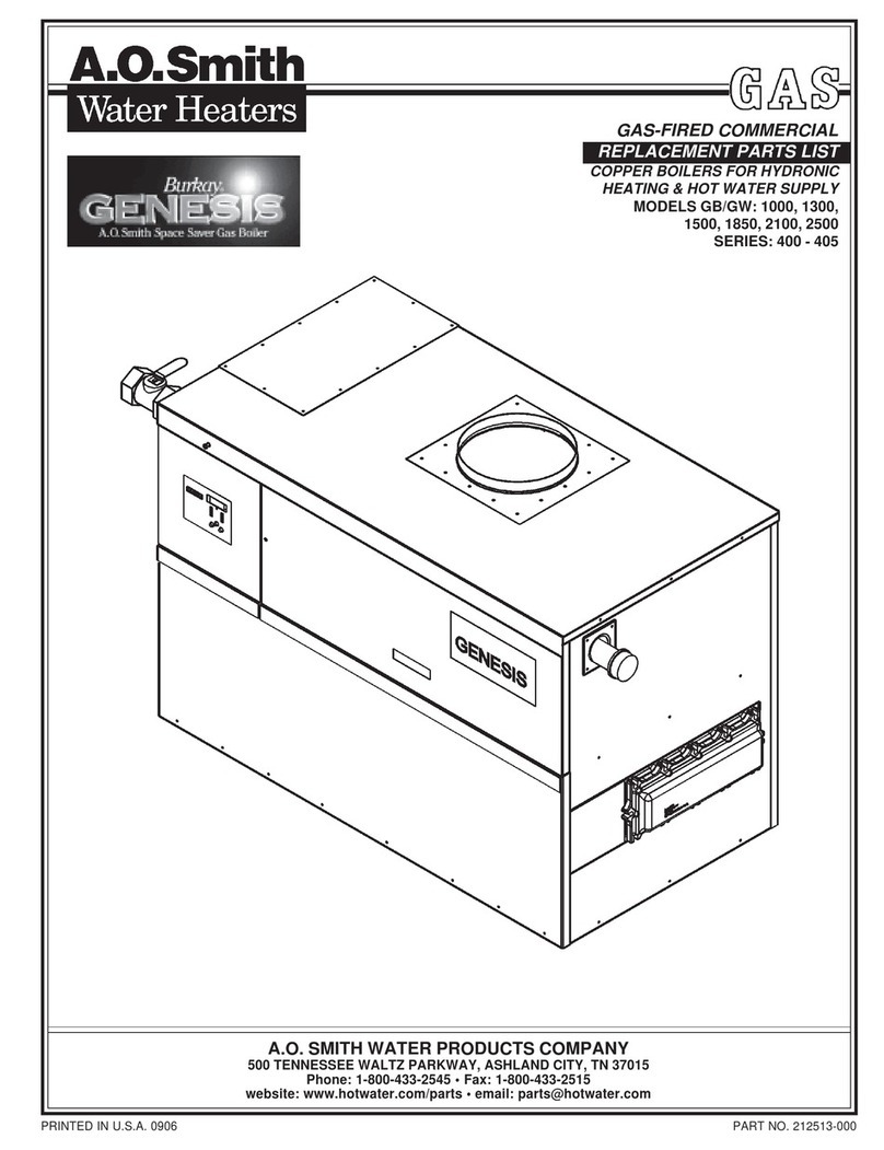 A.O. Smith Burkay Genesis GB 1000 Replacement parts list