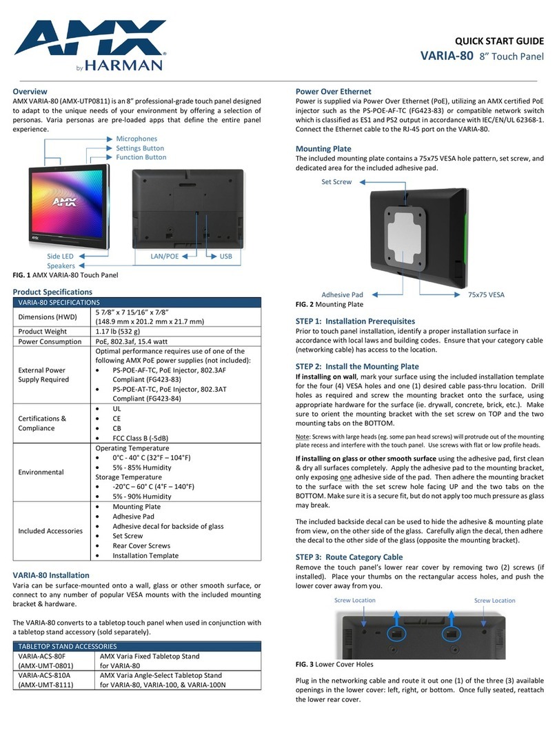 Samsung HARMAN AMX VARIA-80 quick start guide