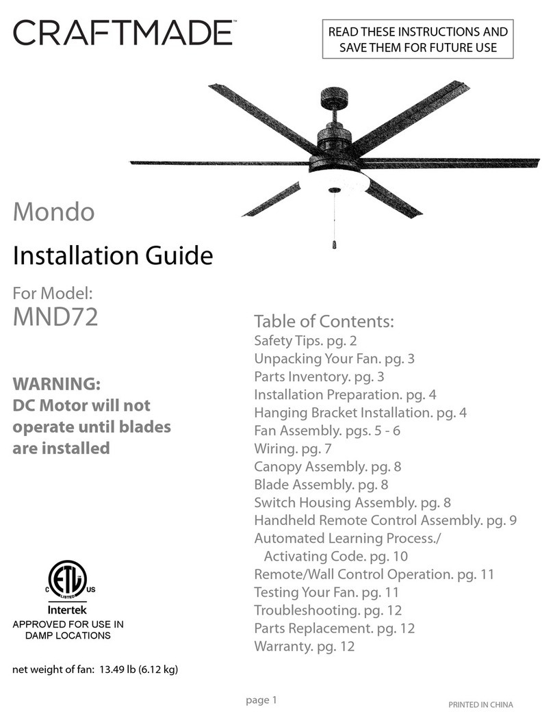 Craftmade Mondo installation guide