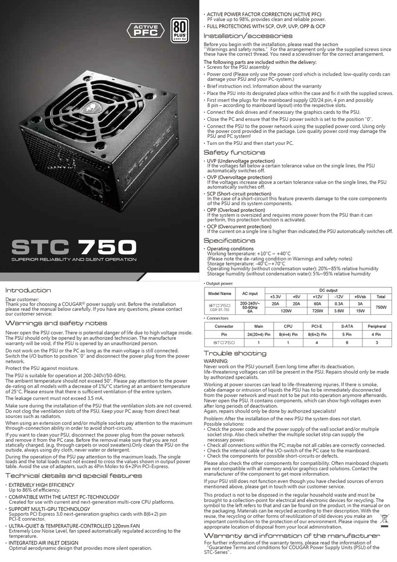 COUGAR STC750 User manual