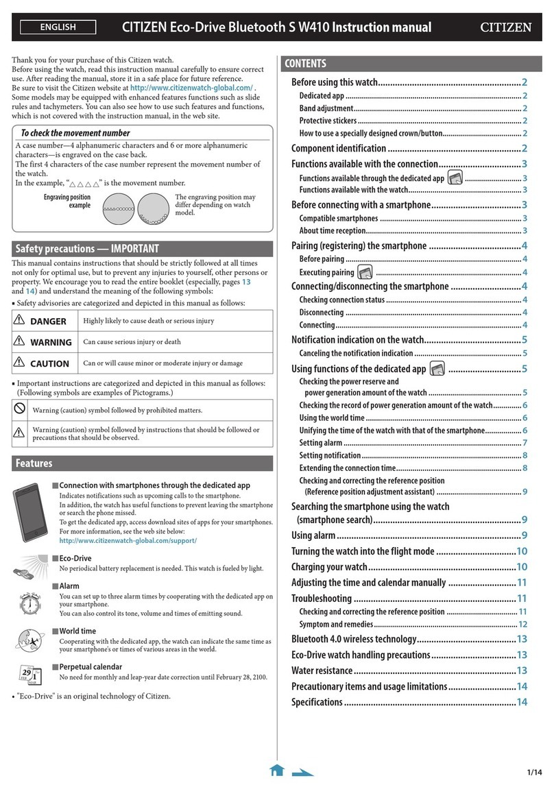 Citizen Eco-Drive Bluetooth S W410 instruction manual