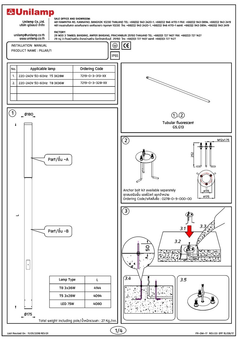 Unilamp PILLAR/1 User manual Unilamp PILLAR/1 User manual