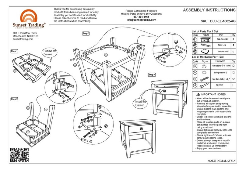 Sunset Furniture Sunset Trading DLU-EL-1602-AG Assembly instructions Sunset Furniture Sunset Trading DLU-EL-1602-AG Assembly instructions