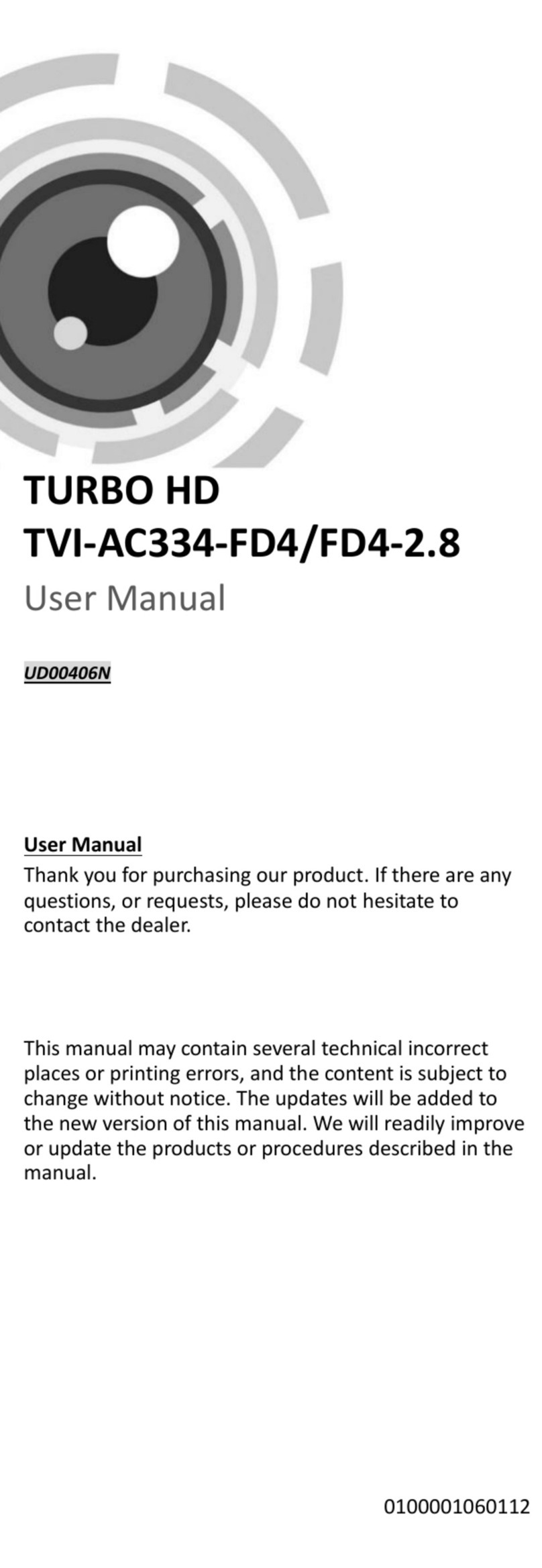 HIK VISION TURBO HD TVI-AC334-FD4/FD4-2.8 User manual